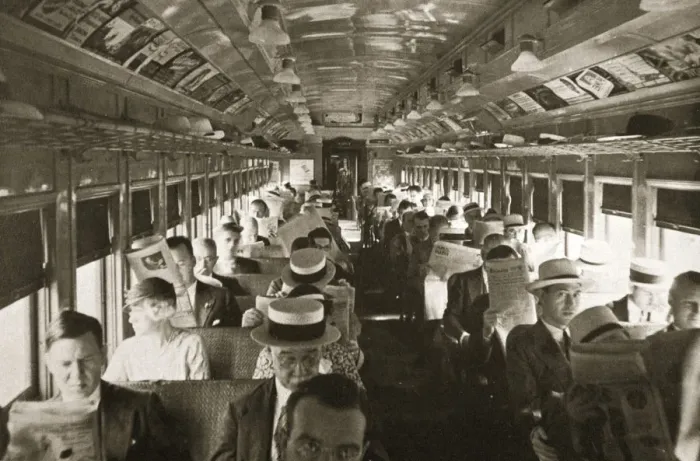 Framed Print : Rail commuters, New York, USA, c1920s-c1930s Framed Print : Rail commuters, New York, USA, c1920s-c1930s