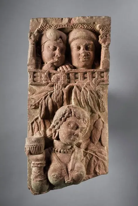 Framed Print : Railing Pillar with Woman and Onlookers, c.50-25 B.C.. Creator: Unknown Framed Print : Railing Pillar with Woman and Onlookers, c.50-25 B.C.. Creator: Unknown