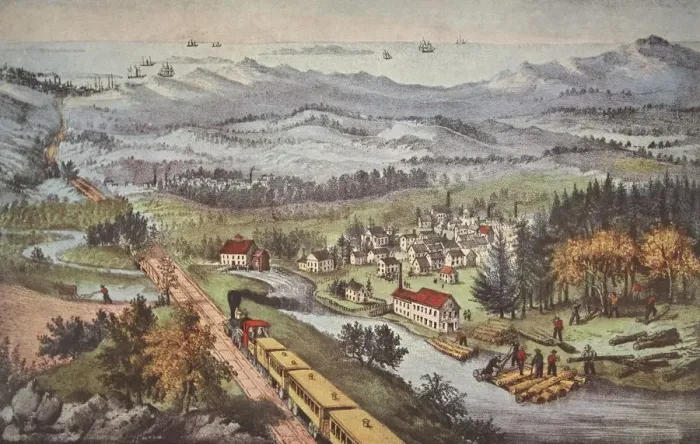 Framed Print : Railroad Through to the Pacific, pub. 1870, Currier & Ives (Colour Lithograph) Framed Print : Railroad Through to the Pacific, pub. 1870, Currier & Ives (Colour Lithograph)