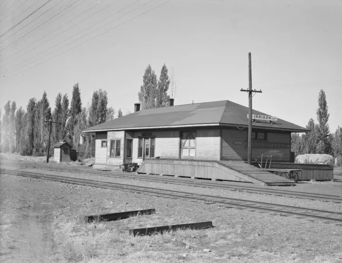 Framed Print : Railroad station, Irrigon, Oregon, 1939. Creator: Dorothea Lange Framed Print : Railroad station, Irrigon, Oregon, 1939. Creator: Dorothea Lange