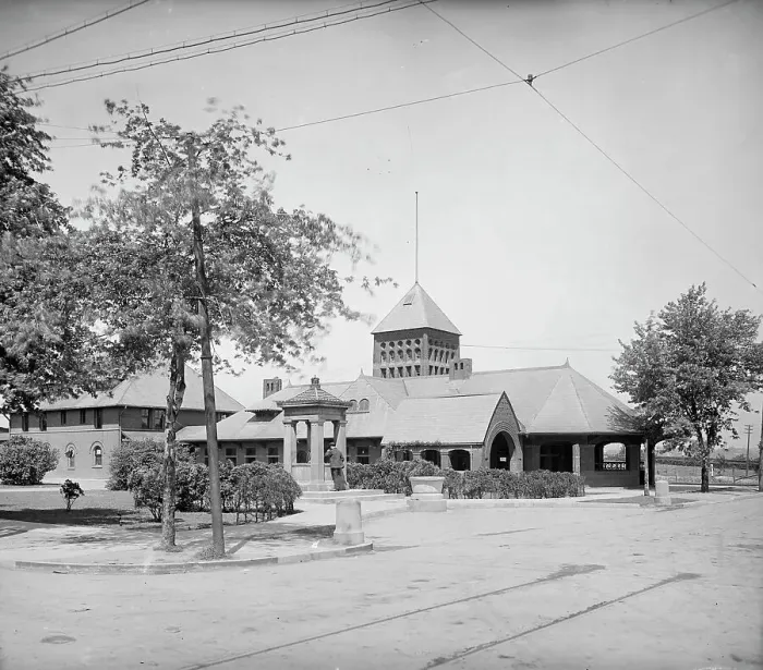 Framed Print : Railroad station, Walkerville, Ont. between 1905 and 1915. Creator: Unknown Framed Print : Railroad station, Walkerville, Ont. between 1905 and 1915. Creator: Unknown