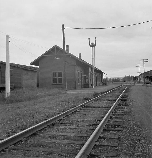 Railroad station of western Washington town, Elma, Grays Harbor County, Western Washington, 1939. Creator: Dorothea Lange