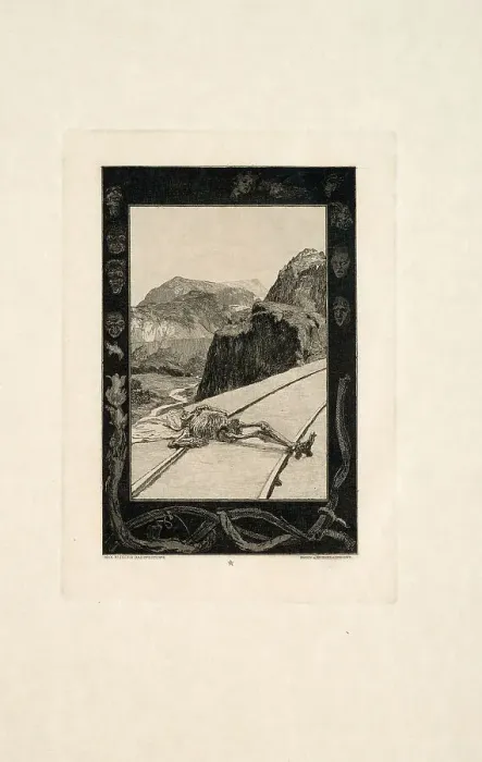 Framed Print : On the Rails, plate eight from On Death, Part I, 1889. Creator: Max Klinger Framed Print : On the Rails, plate eight from On Death, Part I, 1889. Creator: Max Klinger