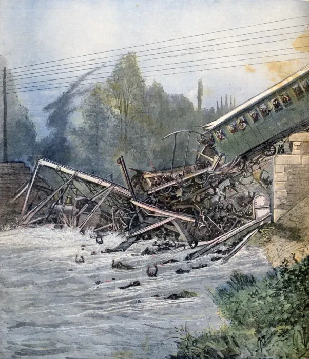 Framed Print : Railway accident, Munchenstein, Switzerland, 14th July 1891 Framed Print : Railway accident, Munchenstein, Switzerland, 14th July 1891