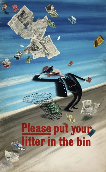 Framed Print : Railway anti-litter poster showing a frantic railway porter surrounded... WWII, between 1939 & 1946 Creator: Central Office of Information Framed Print : Railway anti-litter poster showing a frantic railway porter surrounded... WWII, between 1939 & 1946 Creator: Central Office of Information
