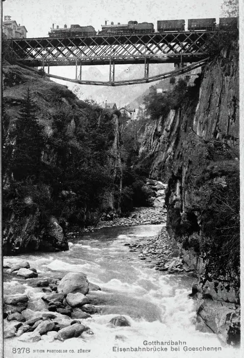 Framed Print : Railway Bridge over river gorge Creator: Unknown Framed Print : Railway Bridge over river gorge Creator: Unknown