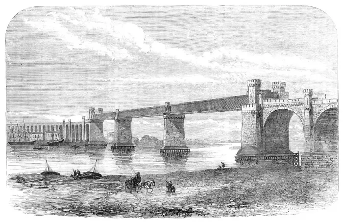 Framed Print : Railway bridge and viaduct at Runcorn, 1869. Creator: Unknown Framed Print : Railway bridge and viaduct at Runcorn, 1869. Creator: Unknown