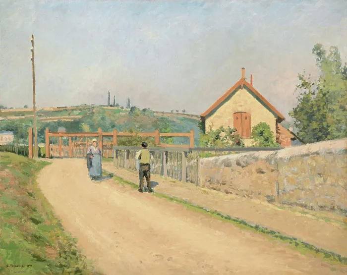 Framed Print : The Railway Crossing at Les Patis near Pontoise, 1873-1874. Creator: Pissarro, Camille (1830-1903) Framed Print : The Railway Crossing at Les Patis near Pontoise, 1873-1874. Creator: Pissarro, Camille (1830-1903)