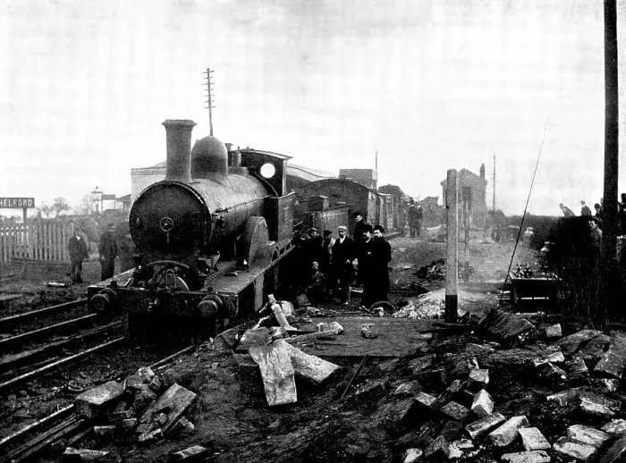 Framed Print : The Railway Disaster at Chelford, near Crewe: general view, 1895. Creator: B. R. Leech Framed Print : The Railway Disaster at Chelford, near Crewe: general view, 1895. Creator: B. R. Leech