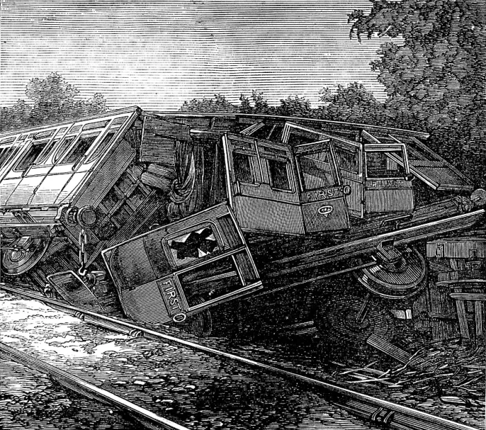 Framed Print : The Railway Disaster near Guildford: wreck of a first-class carriage, 1873. Creator: Unknown Framed Print : The Railway Disaster near Guildford: wreck of a first-class carriage, 1873. Creator: Unknown