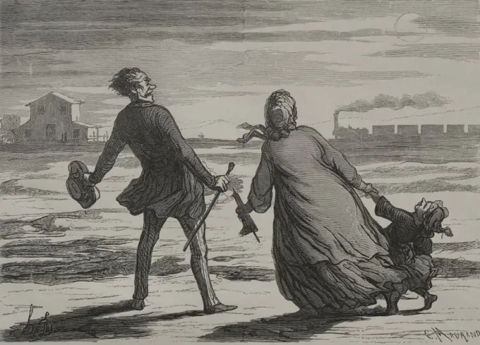 Framed Print : The Railway: Too Late. Creator: Honore Daumier (French, 1808-1879) Framed Print : The Railway: Too Late. Creator: Honore Daumier (French, 1808-1879)