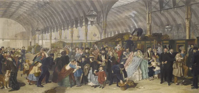 Framed Print : The Railway Station, 1866. Creator: Frith, William Powell (1819-1909) Framed Print : The Railway Station, 1866. Creator: Frith, William Powell (1819-1909)