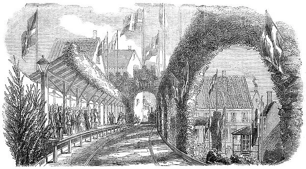 Railway Station, Flensburg, 1854. Creator: T. H. W