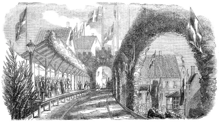 Framed Print : Railway Station, Flensburg, 1854. Creator: T. H. W Framed Print : Railway Station, Flensburg, 1854. Creator: T. H. W