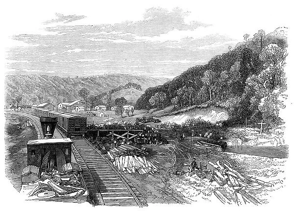 Railway Station at the Franklin Petroleum Oil Works, Pennsylvania, 1864. Creator: Unknown