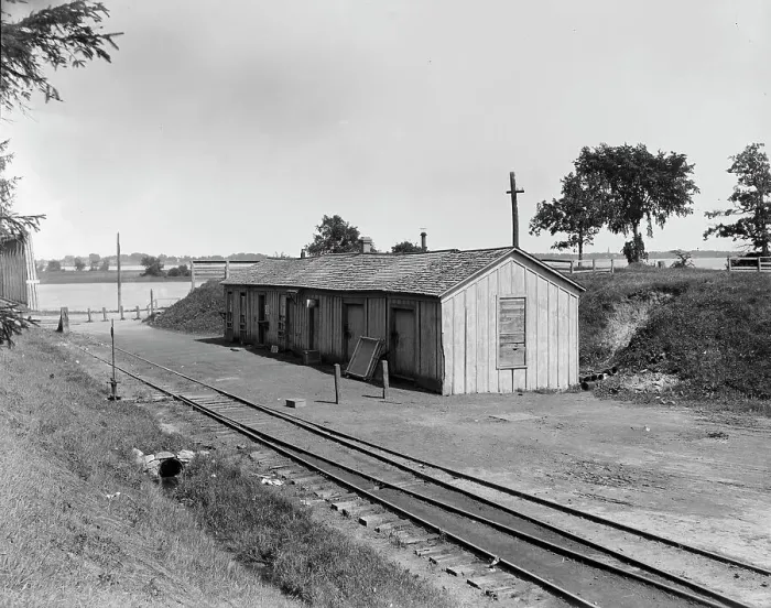Framed Print : Railway station, Grosse Ile, Mich. between 1900 and 1910. Creator: William H. Jackson Framed Print : Railway station, Grosse Ile, Mich. between 1900 and 1910. Creator: William H. Jackson