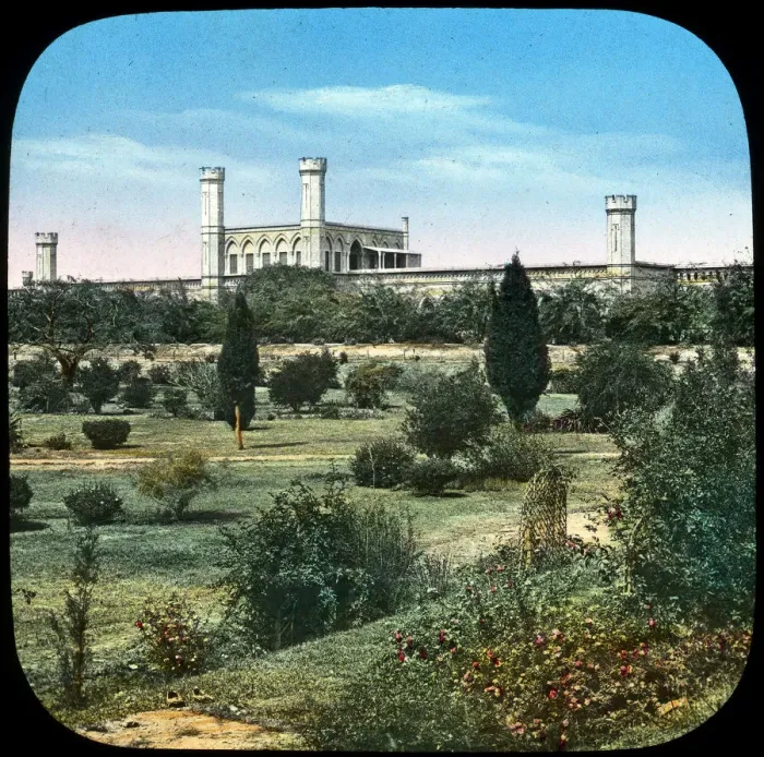 Framed Print : Railway station, from the Queens Garden, Delhi, India, late 19th or early 20th century