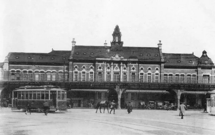 Framed Print : Railway station of Yokohama, Japan, 20th century Framed Print : Railway station of Yokohama, Japan, 20th century