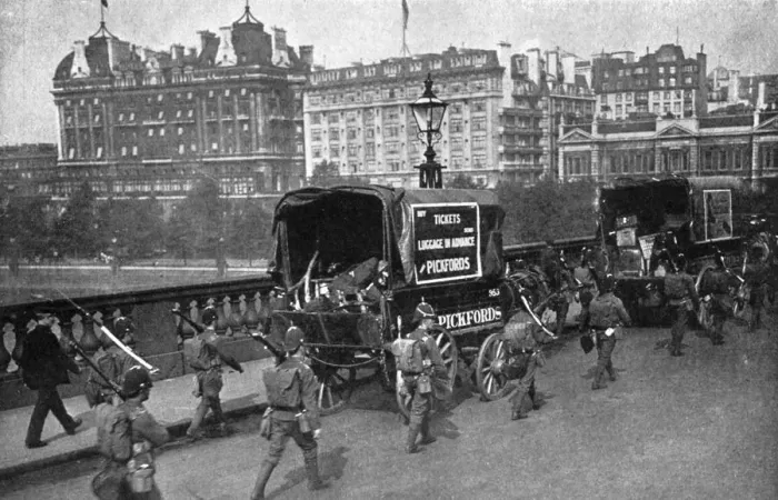 Framed Print : The railway strike of 1911, London, (c1920) Framed Print : The railway strike of 1911, London, (c1920)