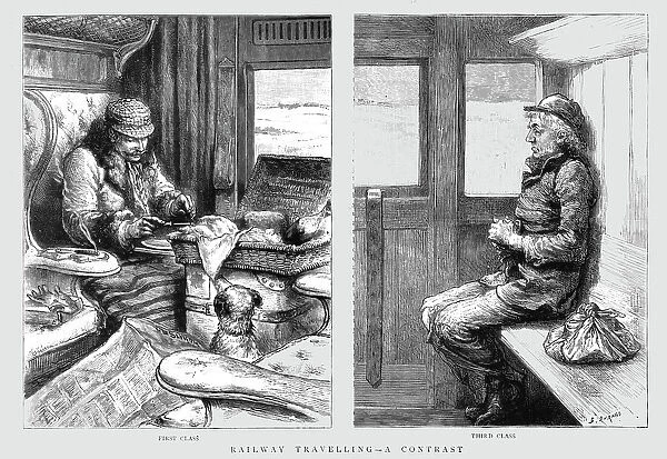 'Railway Travelling - A Contrast, 1891. Creator: G Durand