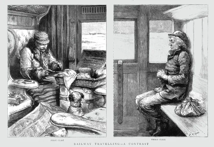 Framed Print : Railway Travelling - A Contrast, 1891. Creator: G Durand Framed Print : Railway Travelling - A Contrast, 1891. Creator: G Durand