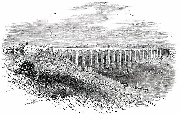 Railway Viaduct over the Tweed, at Berwick, 1850. Creator: Edmund Evans