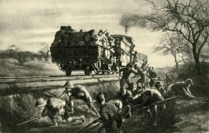 Framed Print : Railway Warfare in East Africa, First World War, 1914-1918, (c1920). Creator: Unknown Framed Print : Railway Warfare in East Africa, First World War, 1914-1918, (c1920). Creator: Unknown