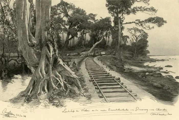 Framed Print : Railway, Weleri, Java, 1898. Creator: Christian Wilhelm Allers Framed Print : Railway, Weleri, Java, 1898. Creator: Christian Wilhelm Allers