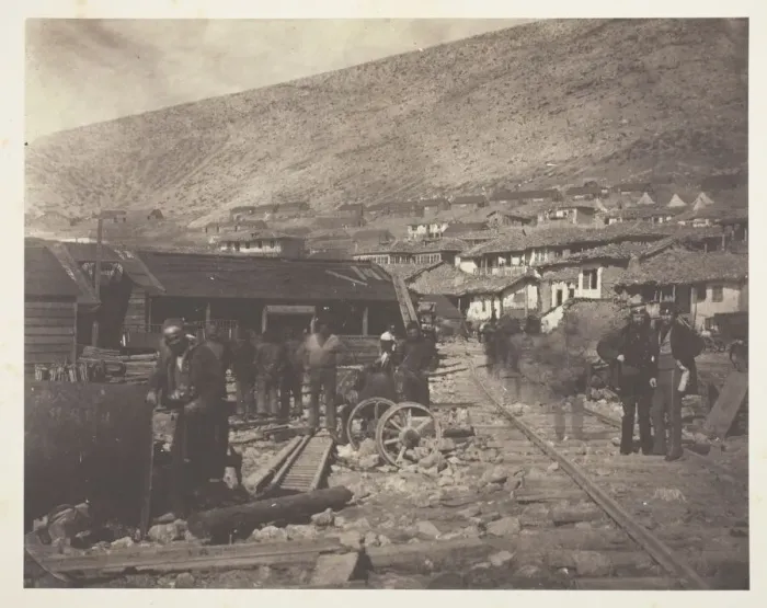 Framed Print : The Railway Yard, Balaklava, 1855. Creator: Roger Fenton Framed Print : The Railway Yard, Balaklava, 1855. Creator: Roger Fenton