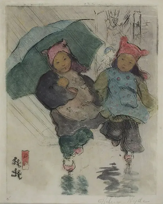 Framed Print : In the Rain, 1898. Creator: Helen Hyde Framed Print : In the Rain, 1898. Creator: Helen Hyde