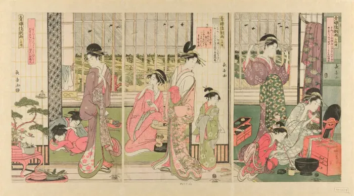 Framed Print : Rain the Morning After in the Pleasure Quarter (Seiro kinuginu no ame), c. 1795 Framed Print : Rain the Morning After in the Pleasure Quarter (Seiro kinuginu no ame), c. 1795