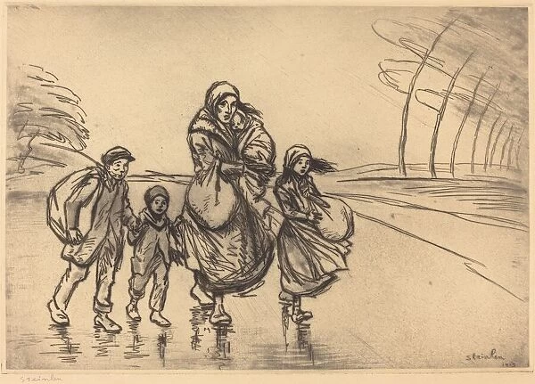 In the Rain: Mother and Children (Sous la pluie: La mere et les enfants), 1915