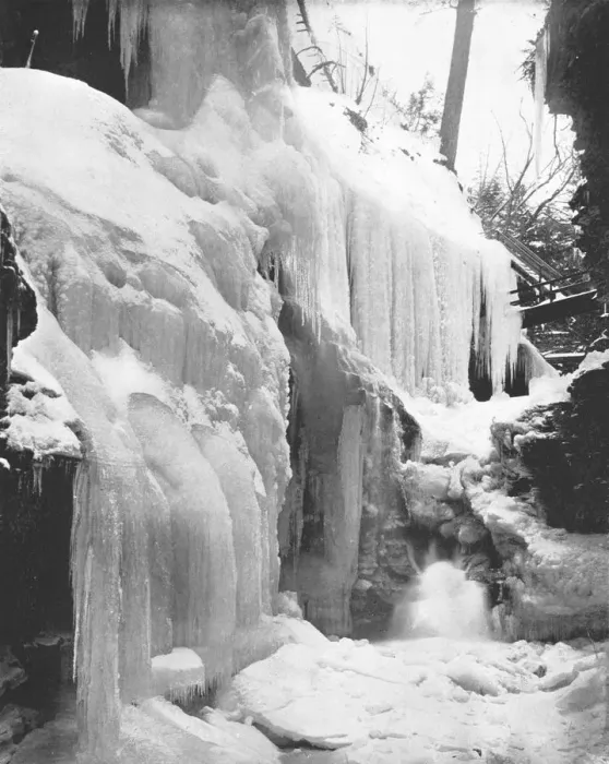 Framed Print : Rainbow Falls in Winter, Watkins Glen, New York State, USA, c1900. Creator: Unknown Framed Print : Rainbow Falls in Winter, Watkins Glen, New York State, USA, c1900. Creator: Unknown