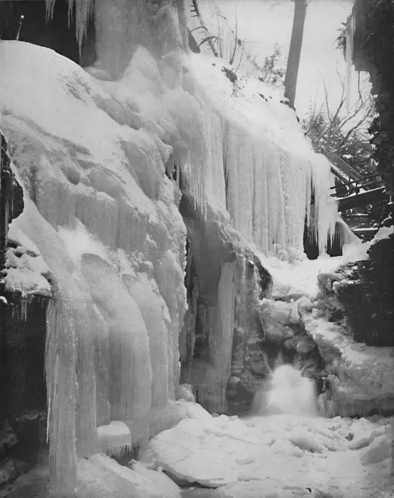 Framed Print : Rainbow Falls in Winter, Watkins Glen, New York, c1897. Creator: Unknown Framed Print : Rainbow Falls in Winter, Watkins Glen, New York, c1897. Creator: Unknown