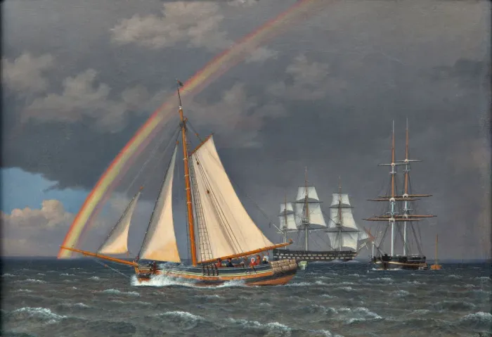 Framed Print : Rainbow over the Lake, 1836. Creator: Eckersberg, Christoffer-Wilhelm (1783-1853)