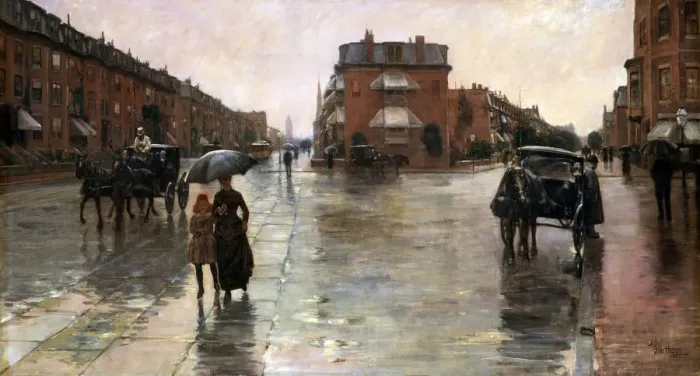 Framed Print : Rainy Day, Boston, 1885. Artist: Hassam, Childe (1859-1935) Framed Print : Rainy Day, Boston, 1885. Artist: Hassam, Childe (1859-1935)