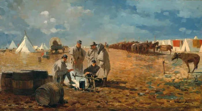 Framed Print : Rainy Day in Camp, 1871. Creator: Winslow Homer Framed Print : Rainy Day in Camp, 1871. Creator: Winslow Homer
