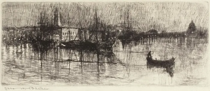 Framed Print : Rainy Night in Venice, 1880. Creator: Otto Henry Bacher Framed Print : Rainy Night in Venice, 1880. Creator: Otto Henry Bacher