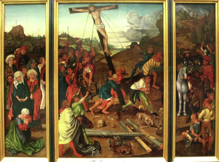 Framed Print : Raising of the Cross, c1480-1500. Creator: Copy after Master of the Stotteritz Altar Framed Print : Raising of the Cross, c1480-1500. Creator: Copy after Master of the Stotteritz Altar