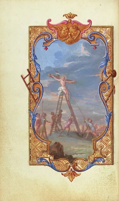 Framed Print : The Raising of the Cross; Prayers of the Mass, about 1720-1730. Creator: Jean Pierre Rousselet Framed Print : The Raising of the Cross; Prayers of the Mass, about 1720-1730. Creator: Jean Pierre Rousselet