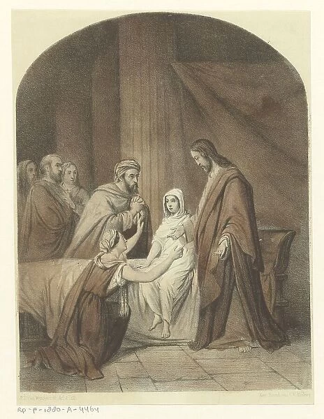 The raising of Jairus daughter 1847-1849. Creator: Petrus Theodorus van Wijngaerdt