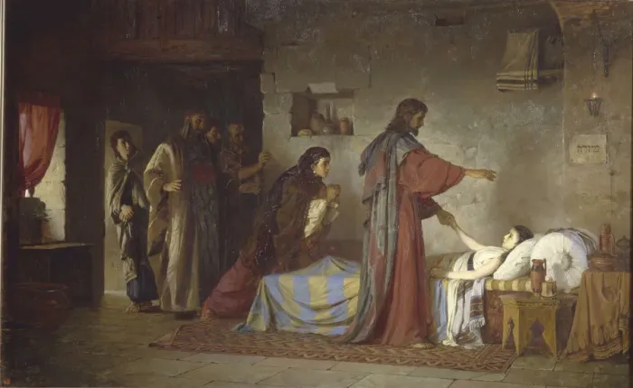 Framed Print : Raising of Jairus Daughter, 1871. Artist: Polenov, Vasili Dmitrievich (1844-1927) Framed Print : Raising of Jairus Daughter, 1871. Artist: Polenov, Vasili Dmitrievich (1844-1927)
