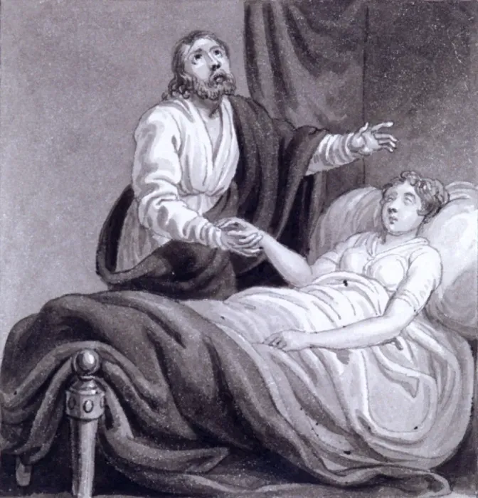 Framed Print : The Raising of Jairuss Daughter, c1810-c1844. Artist: Henry Corbould Framed Print : The Raising of Jairuss Daughter, c1810-c1844. Artist: Henry Corbould