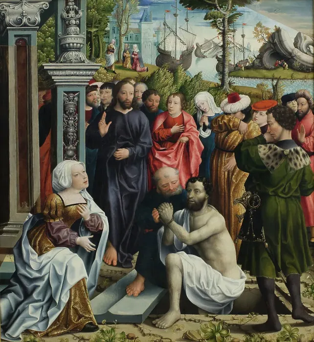 Framed Print : The Raising of Lazarus, 1515-1520. Creators: Master of the Legend of the Magdalen, Lucas van Leyden, Master of the Holy Blood Framed Print : The Raising of Lazarus, 1515-1520. Creators: Master of the Legend of the Magdalen, Lucas van Leyden, Master of the Holy Blood