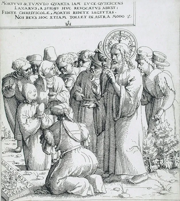 Framed Print : The Raising of Lazarus, 1545. Creator: Augustin Hirschvogel Framed Print : The Raising of Lazarus, 1545. Creator: Augustin Hirschvogel