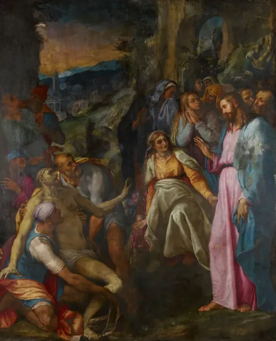 Framed Print : Raising Of Lazarus, 1592. Creator: Girolamo Muziano Framed Print : Raising Of Lazarus, 1592. Creator: Girolamo Muziano