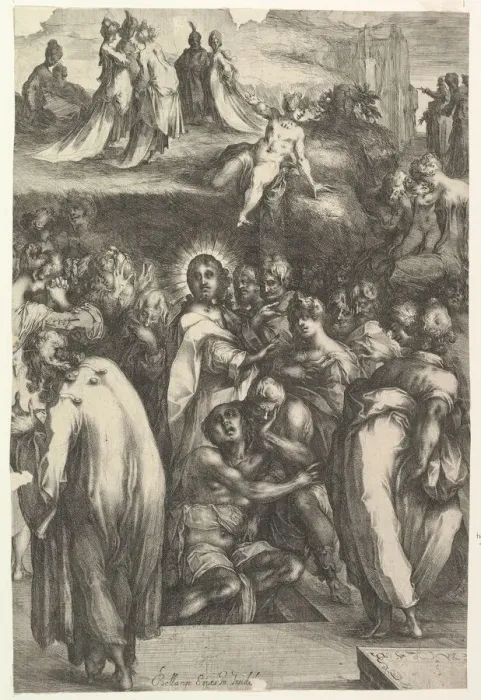 Framed Print : The Raising of Lazarus, 1595-1616. Creator: Jacques Bellange Framed Print : The Raising of Lazarus, 1595-1616. Creator: Jacques Bellange