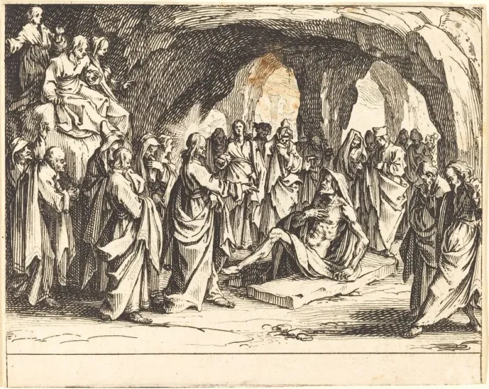 Framed Print : Raising of Lazarus, 1635. Creator: Jacques Callot Framed Print : Raising of Lazarus, 1635. Creator: Jacques Callot