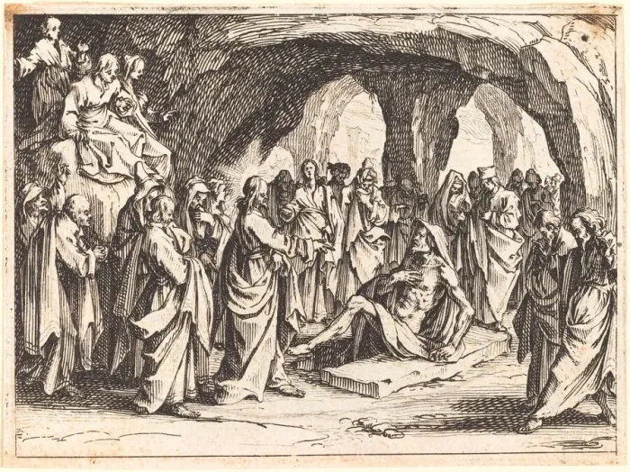 Framed Print : Raising of Lazarus, 1635. Creator: Jacques Callot Framed Print : Raising of Lazarus, 1635. Creator: Jacques Callot