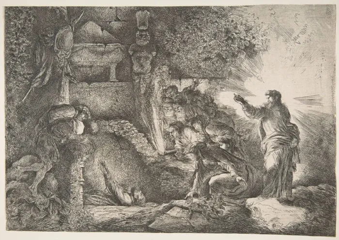 Framed Print : Raising of Lazarus, 1645-1650. Creator: Giovanni Benedetto Castiglione Framed Print : Raising of Lazarus, 1645-1650. Creator: Giovanni Benedetto Castiglione